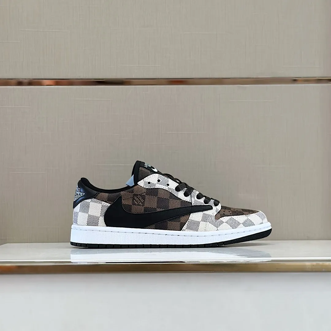 Men's shoes 💰p440 "*OUIS *UITTO* Nike" new original drawer box, co-branded low-top casual sneakers, this sneaker is completely made of denim canvas splicing leather, decorated with Louis Vuitton's iconic monogram and Damierl pattern with natural cowhide piping. The upper of this shoe combines LV’s most classic Monogram and Damier elements, giving it a sense of luxury and recognition! Size: 38-45